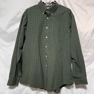 L.L. Bean Men's Green Plaid Button Down Shirt L-Reg